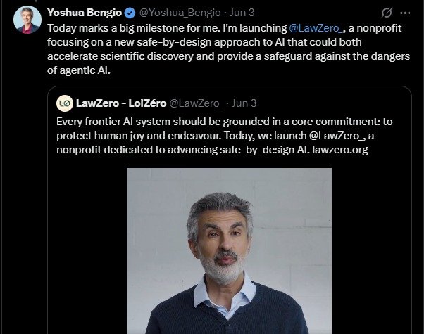 Yoshua Bengio official X profile showcasing his AI safety and research focus
