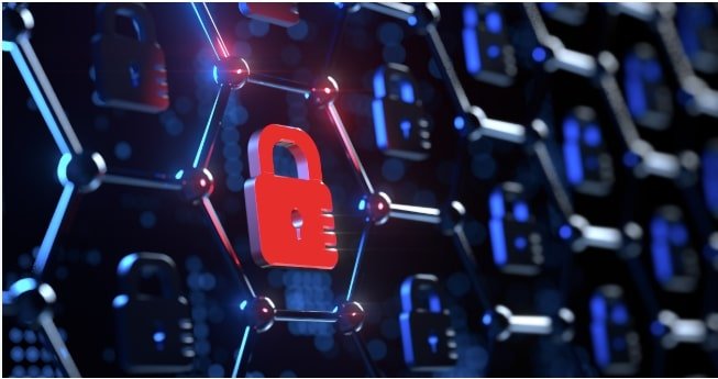 Ransomware defense-in-depth illustration showing layered security controls.